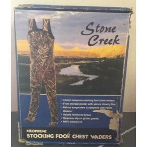 Brand New Neoprene Green Stone Creek Suspender  Waders Stocking foot Size LS